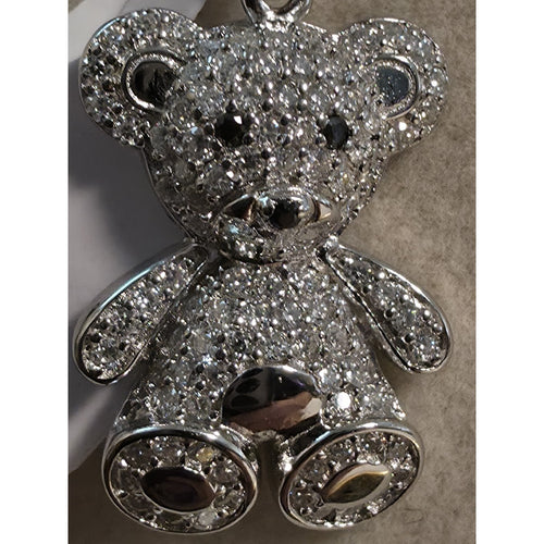 .56CTW Moissanite Pavé Teddy Bear Pendant 925 Silver