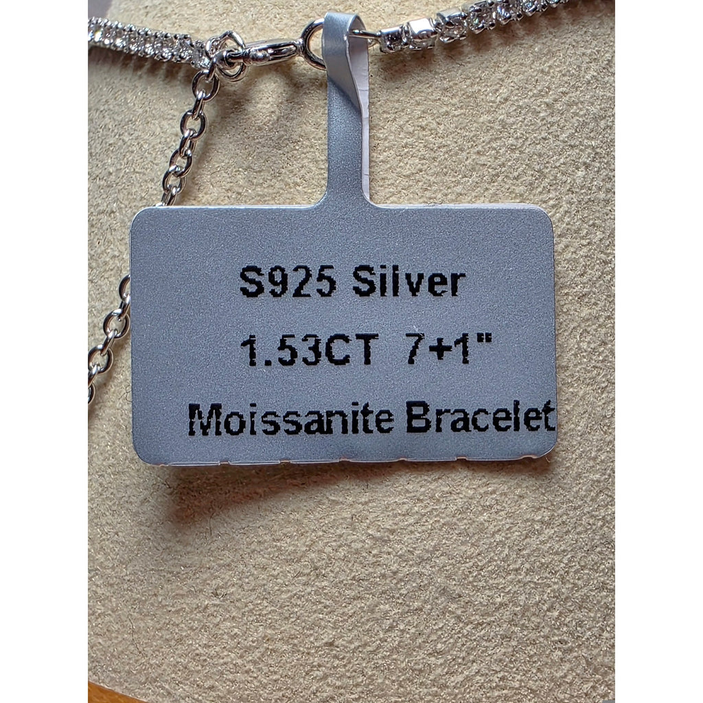 7+1" 1.53ctw Moissanite Tennis Bracelet 925 Sterling Silver Adjustable
