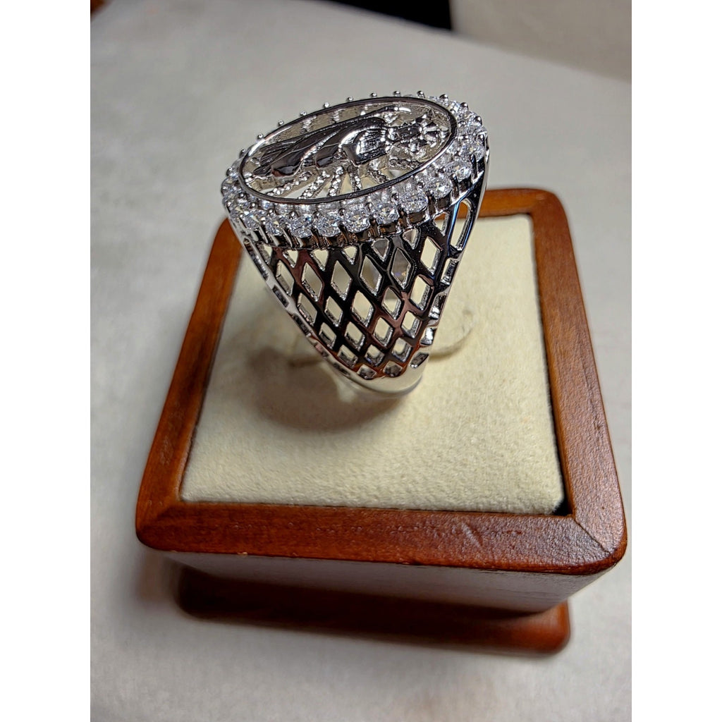 S11 Saint Jude Moissanite Halo Signet Ring 925 Sterling Silver Stamped