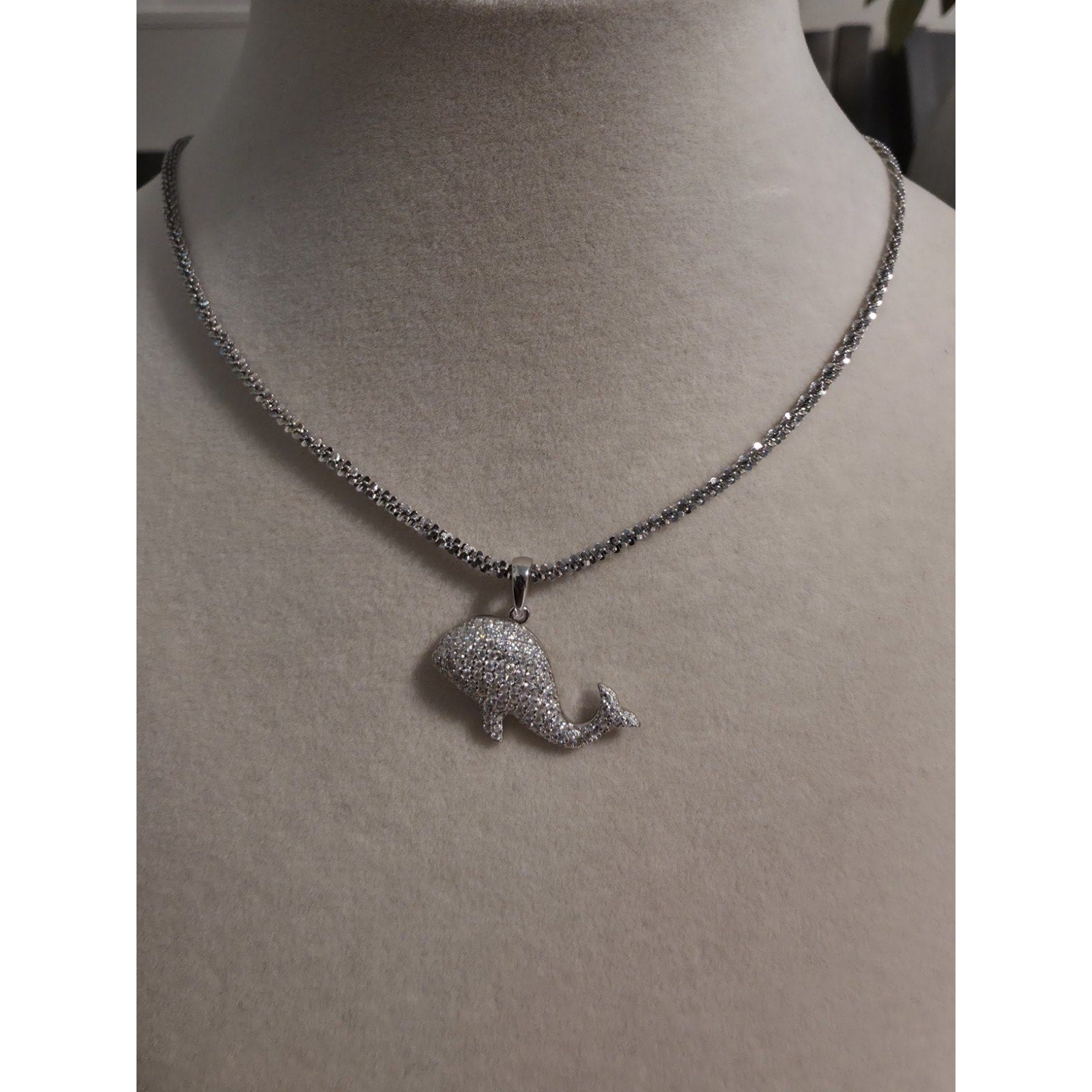 .75CTW Moissanite Whale Pendant 925 Sterling Silver