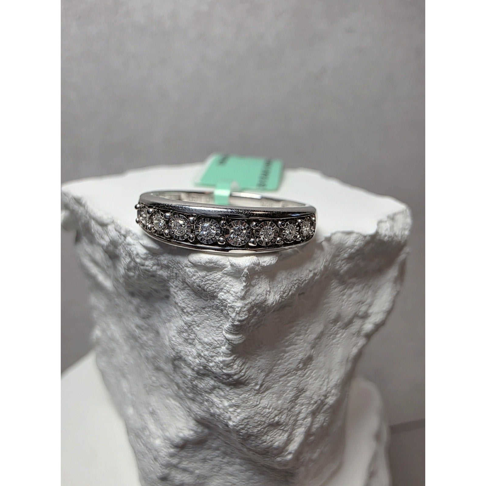 S7 0.10ctw Diamond Half Eternity Ring 925 Sterling Silver Lab Created