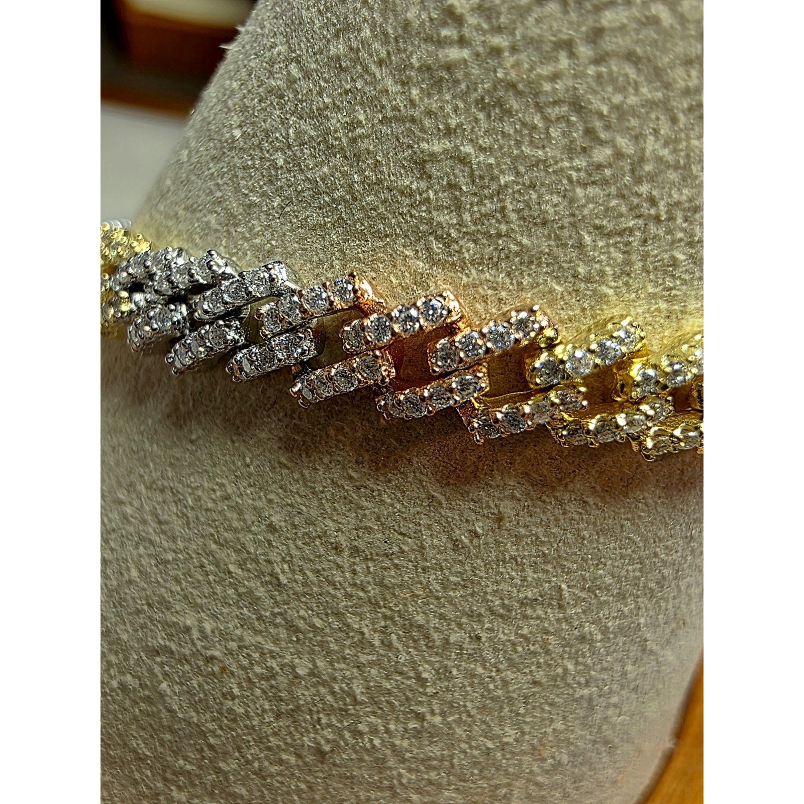 7.5" 6mm Moissanite Tri-Color Monaco Bracelet W/Box Lock 925 Sterling Silver