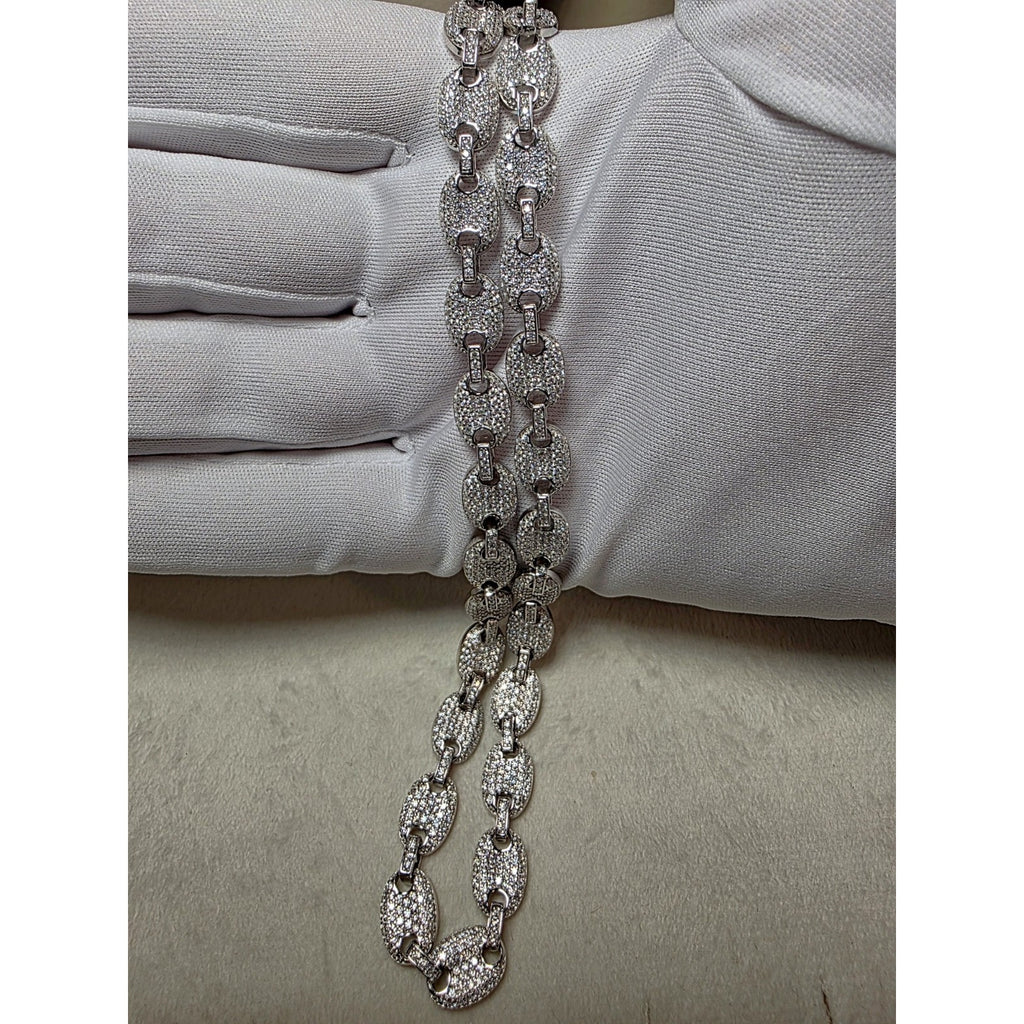 24" 8mm Moissanite Puffed Mariner 52.49g 925 Sterling Silver
