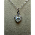 0.69ctw Moissanite Heart Halo Pendant w/16" Cable Necklace 925 Sterling Silver
