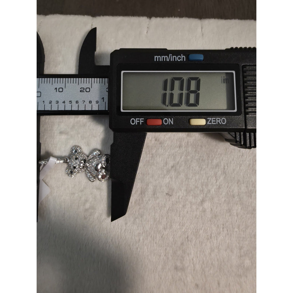 .56CTW Moissanite Pavé Teddy Bear Pendant 925 Silver