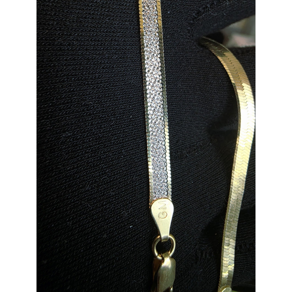 8" Reversable Herringbone Bracelet 4.5mm Gold over 925 Italian Silver