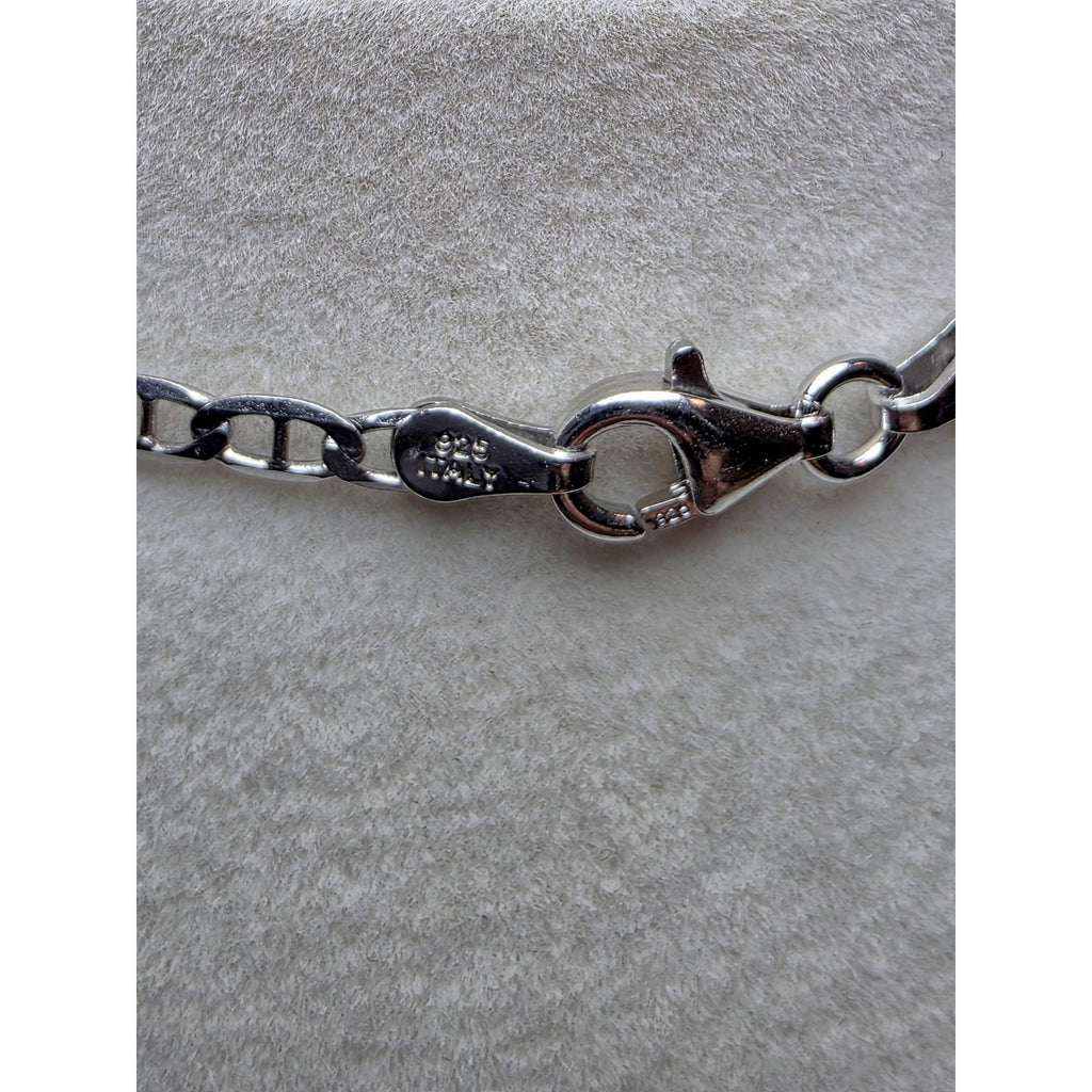 24" 2.8mm Flat Mariner Chain 925 Sterling Silver w/Rhodium