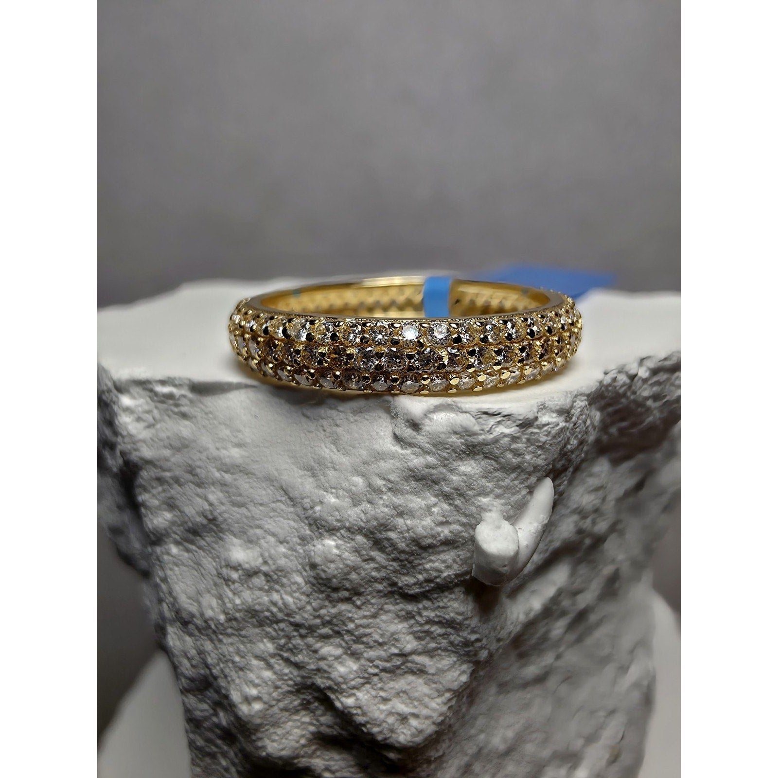 S7 3-Row 1.15Ctw Moissanite Gold Eternity Band VVSD 925 Sterling Silver w/GRA