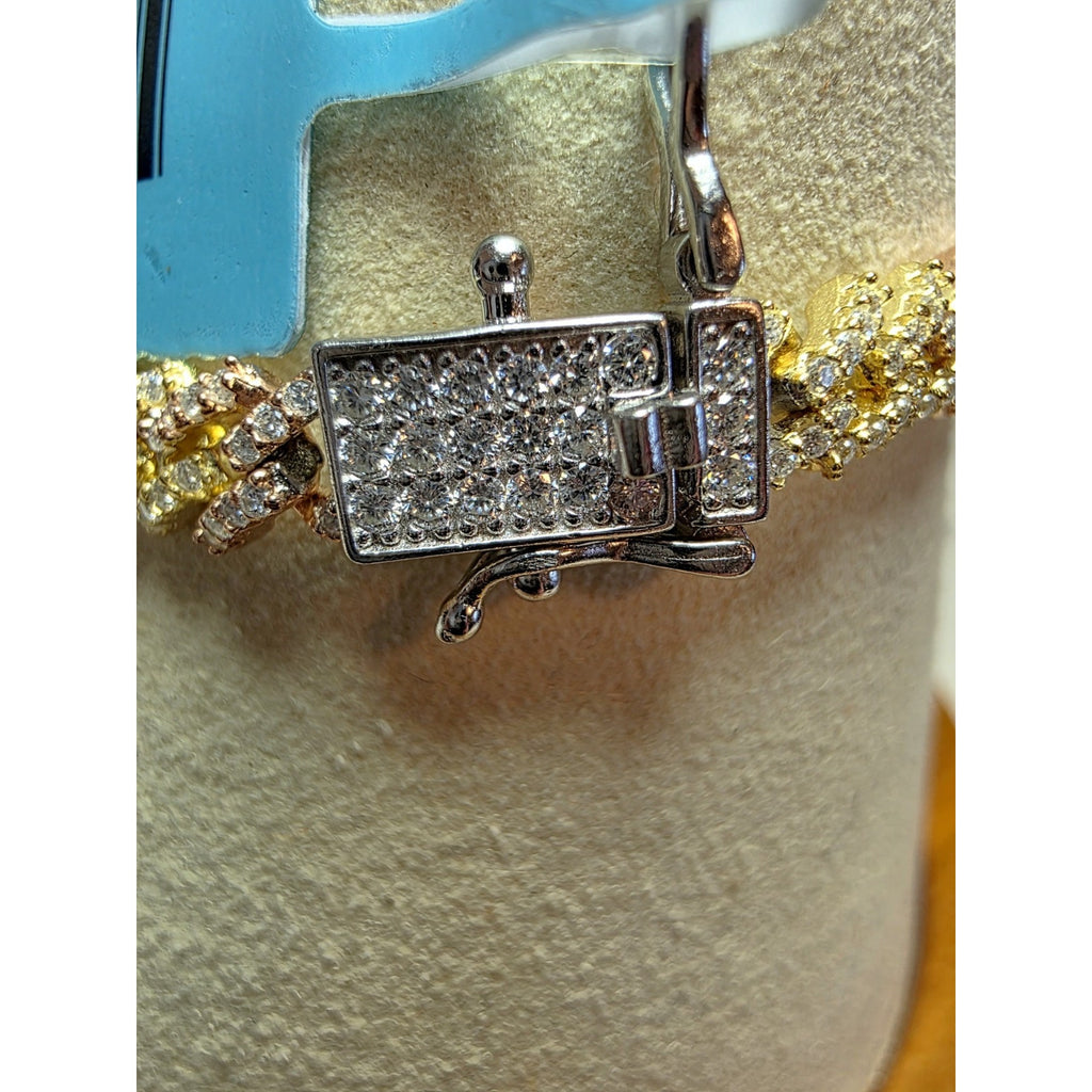 7.5" 6mm Moissanite Tri-Color Monaco Bracelet W/Box Lock 925 Sterling Silver
