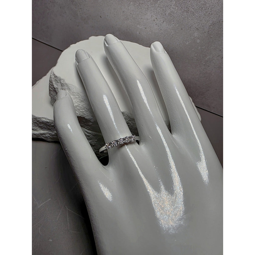 S8 0.10ctw Diamond Half Eternity Band 925 Sterling Silver Lab Created