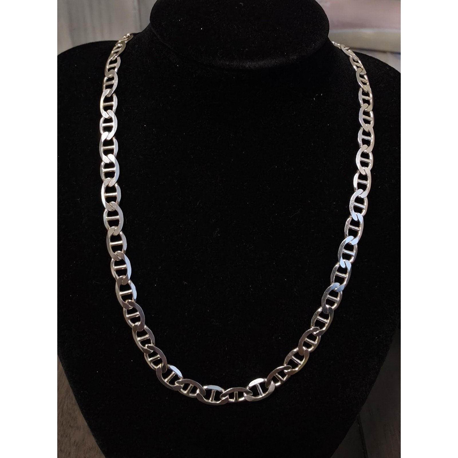24" 6.3mm 925 Sterling Silver Flat Mariner Chain 25.90g