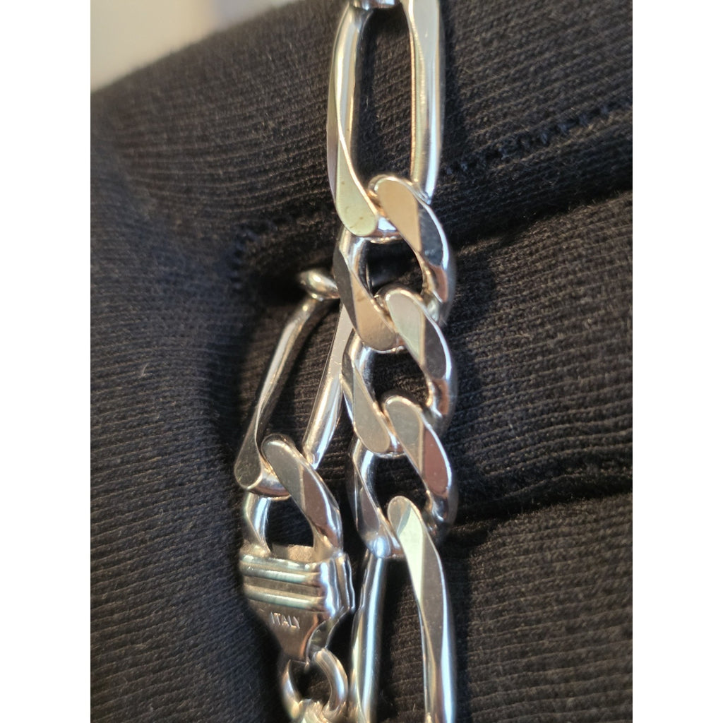 7" 925 Italian Silver Figaro Bracelets 9.4mm 21.78g 925 Sterling Silver