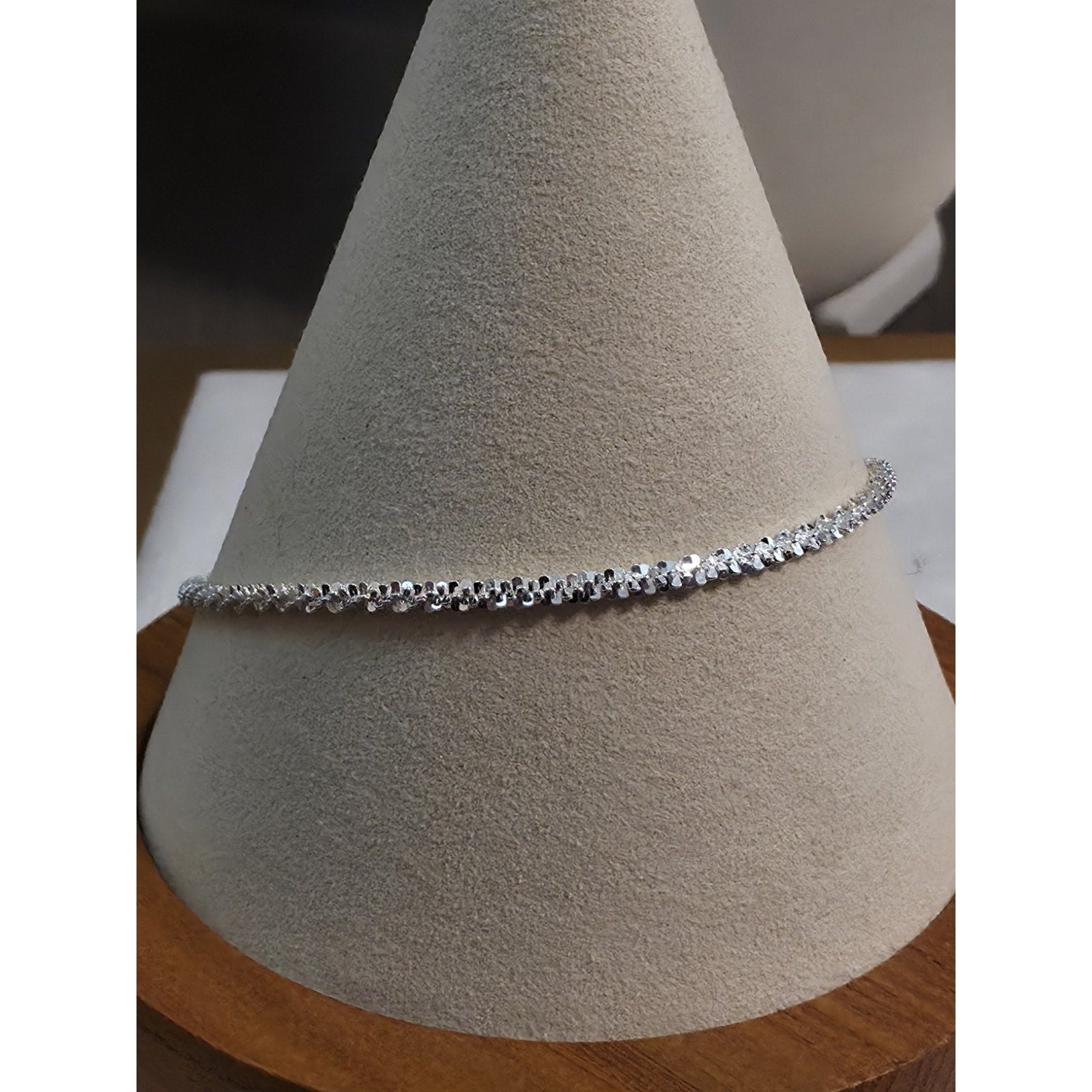 8" Twisted Rock 2.2mm Braclet 925 Sterling Silver w/lobster