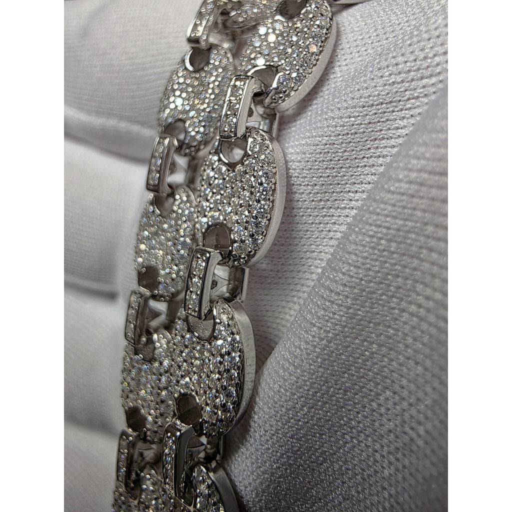 24" 8mm Moissanite Puffed Mariner 52.49g 925 Sterling Silver