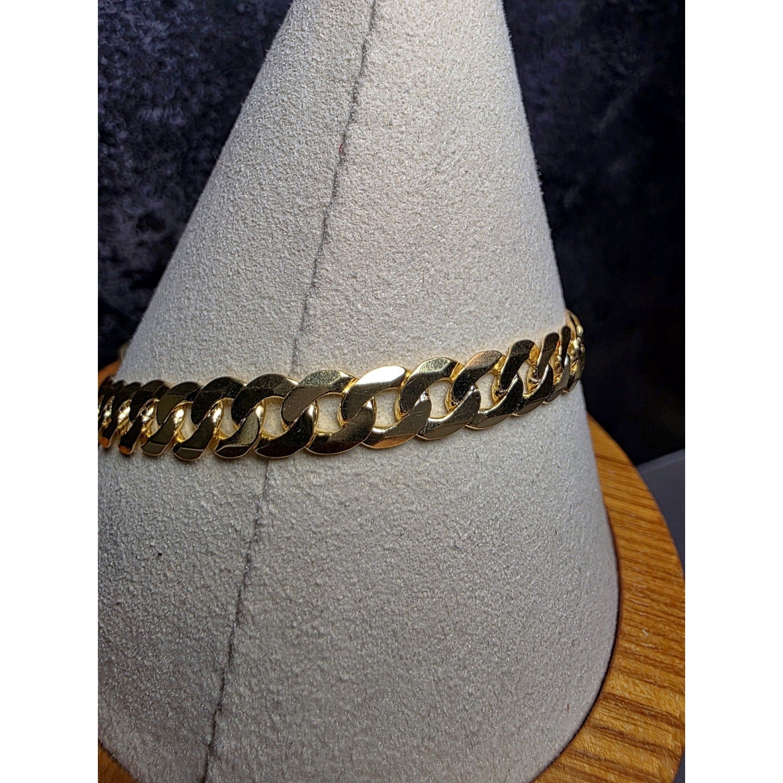 8" 6.6mm Cuban Curb Bracelet 8.74g Gold Over 925 Sterling Silver