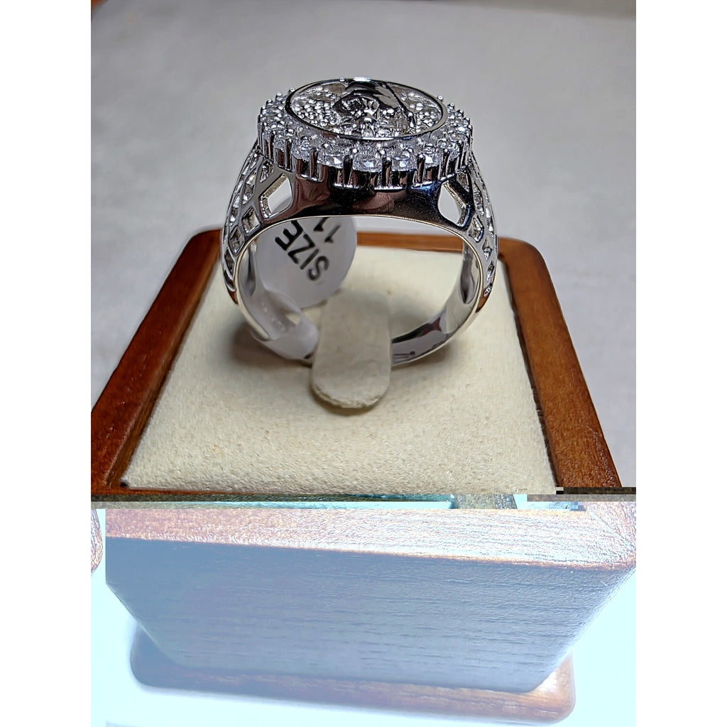 S11 Saint Jude Moissanite Halo Signet Ring 925 Sterling Silver Stamped