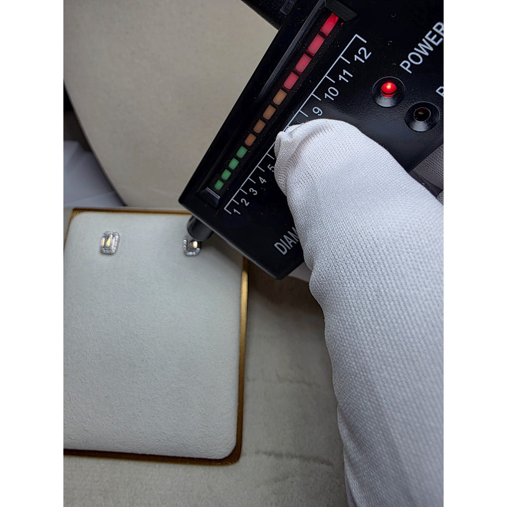 6mm 1.80ctw VVSD Moissanite Baguette Halo Earrings 925 Sterling Silver