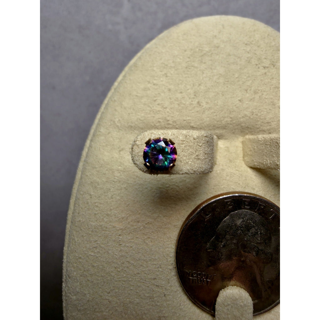 14k Solid Gold 5mm Genuine Mystic Topaz Studs w/Silicon Back