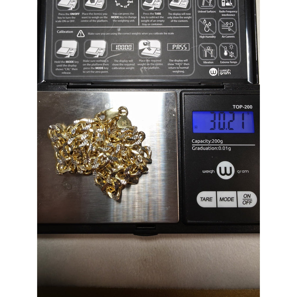 24" 6.5mm Diamond Cut Cuban Curb Chain 30g Gold over Silver