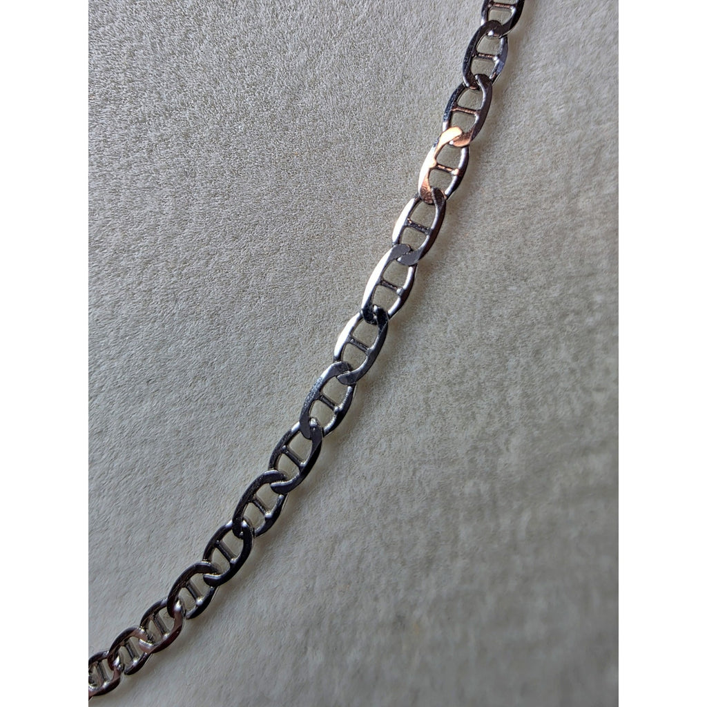 24" 2.8mm Flat Mariner Chain 925 Sterling Silver w/Rhodium