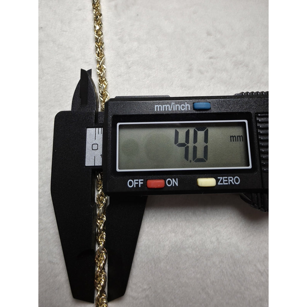8" 4mm 10k Gold Diamond Cut Hollow Rope Stamped