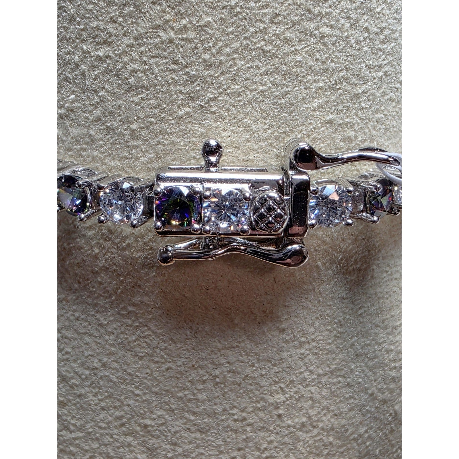 7" 3mm Mystic Topaz Tennis Bracelet w/Box Clasp 925 Sterling Silver