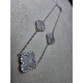7+1" 0.44ctw Moissanite & MOP Clover Bracelet 925 Sterling Silver