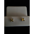 4.3mm Square Yellow Prong-Set Stud Earrings w/ Butterfly Back Closure