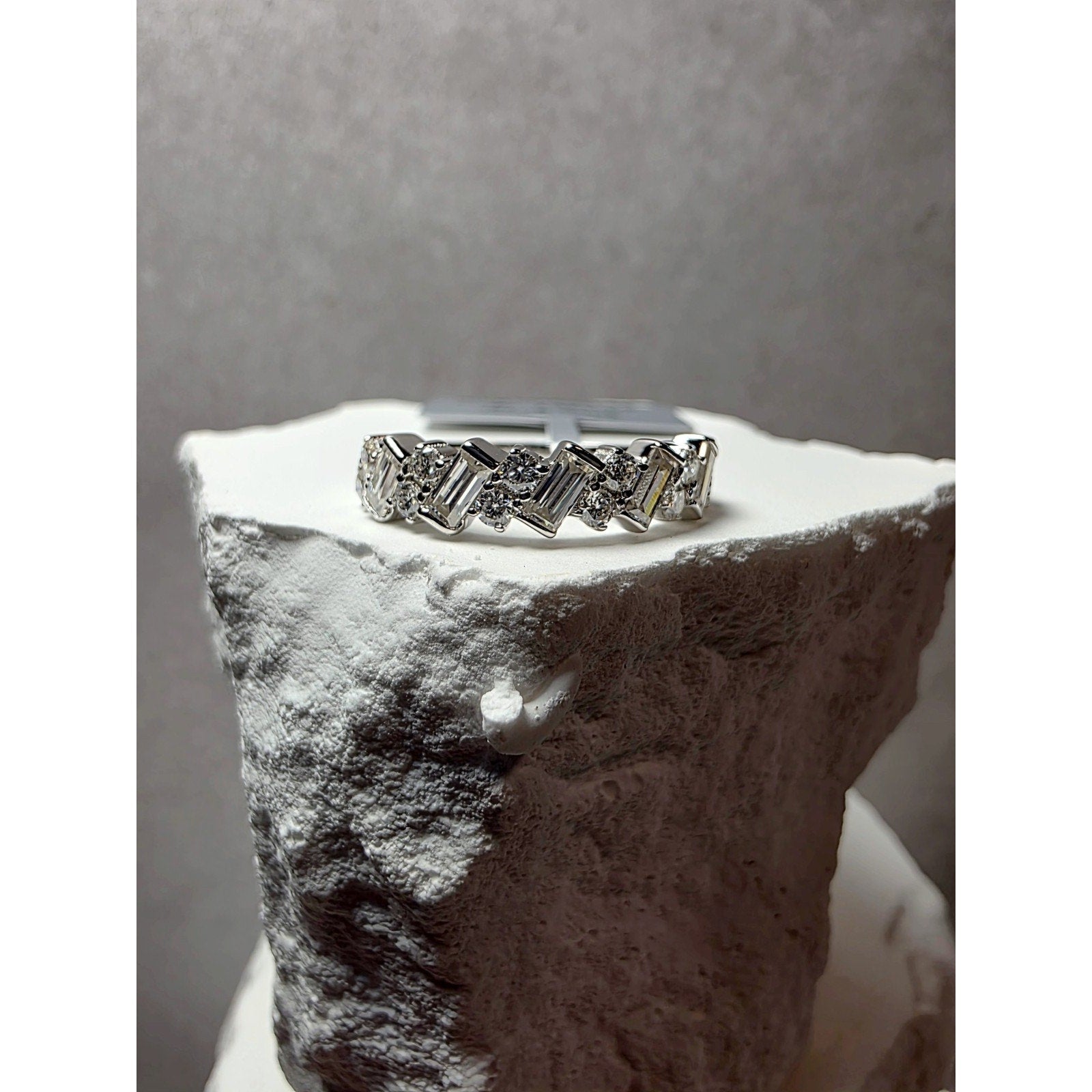 S7 1.13ctw Moissanite Emerald & Round Stones Ring 925 Sterling Silver