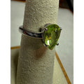 S6 Pear Natural Peridot Solitaire Ring Prong Set 925 Sterling Silver