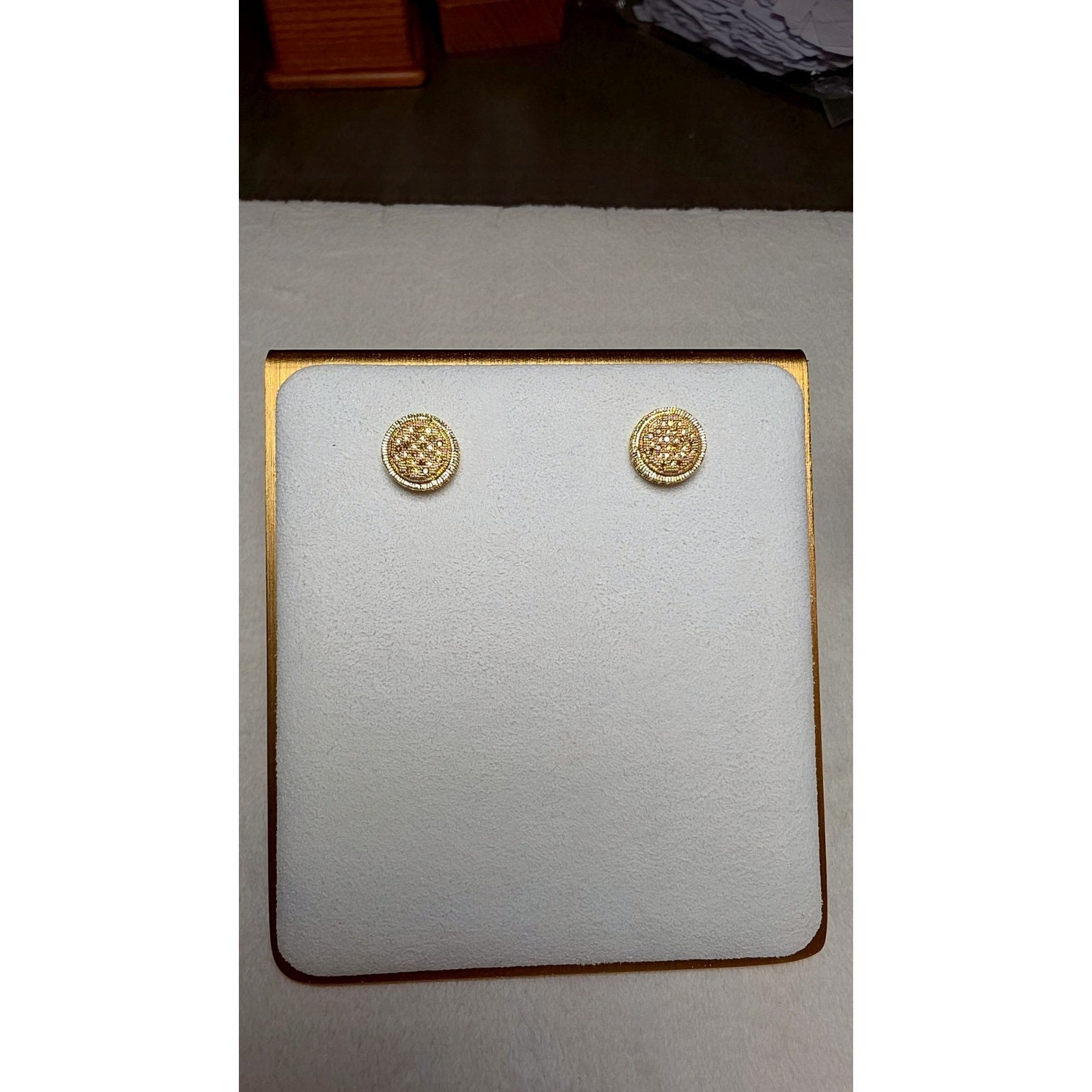 10mm Round Yellow Natural Diamond Stud Earrings 0.10CTW