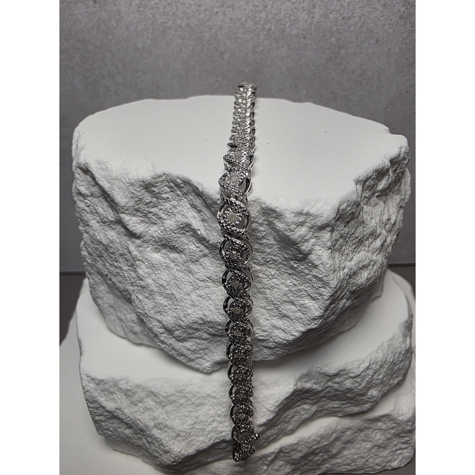 7" 5.7mm 0.5ctw Natural Diamond Bracelet 925 Sterling Silver