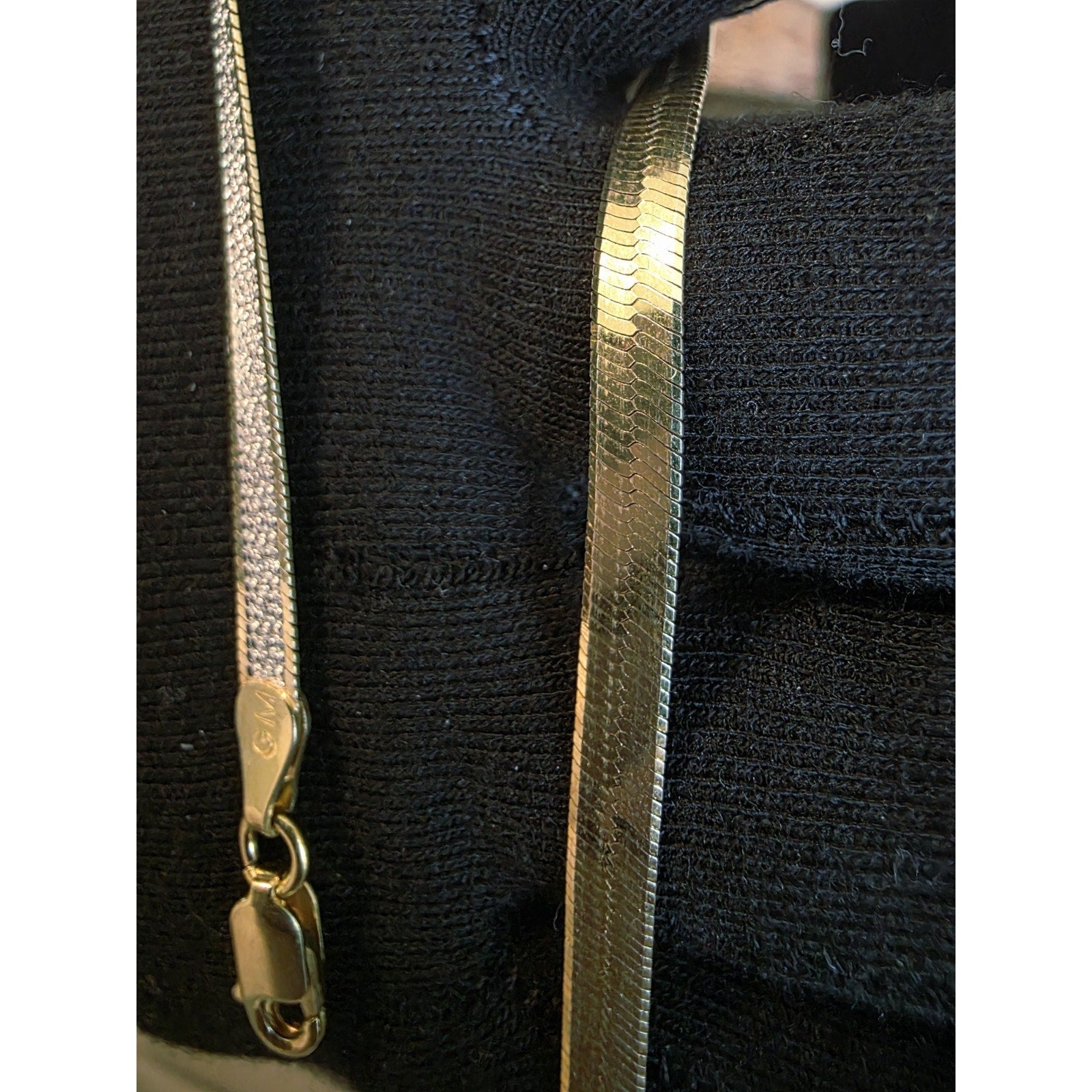 8" Reversable Herringbone Bracelet 4.5mm Gold over 925 Italian Silver