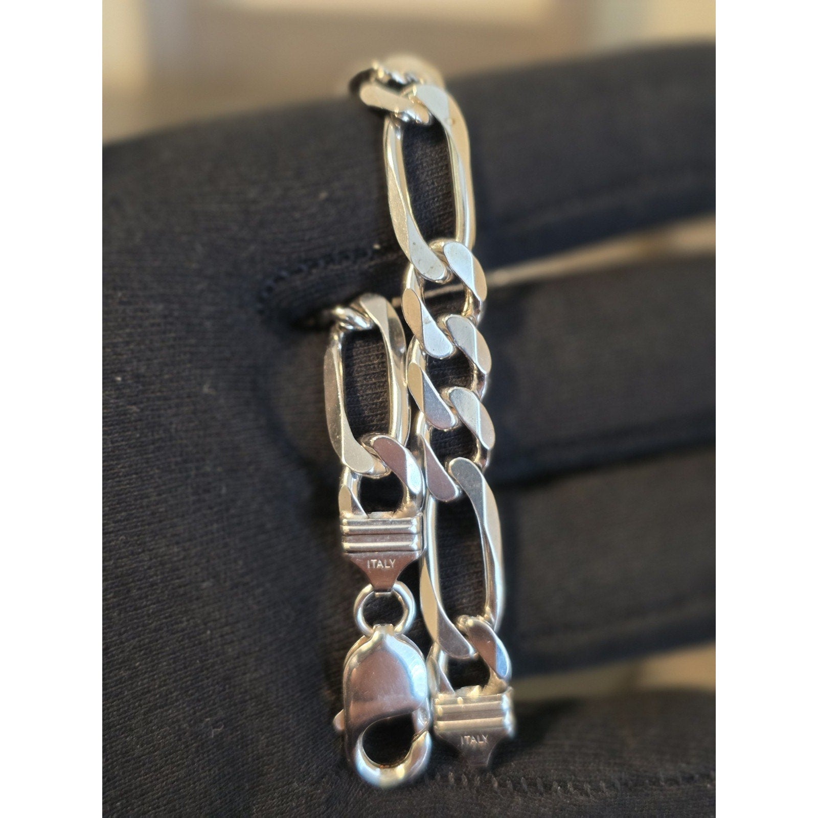 7" 925 Italian Silver Figaro Bracelets 9.4mm 21.78g 925 Sterling Silver