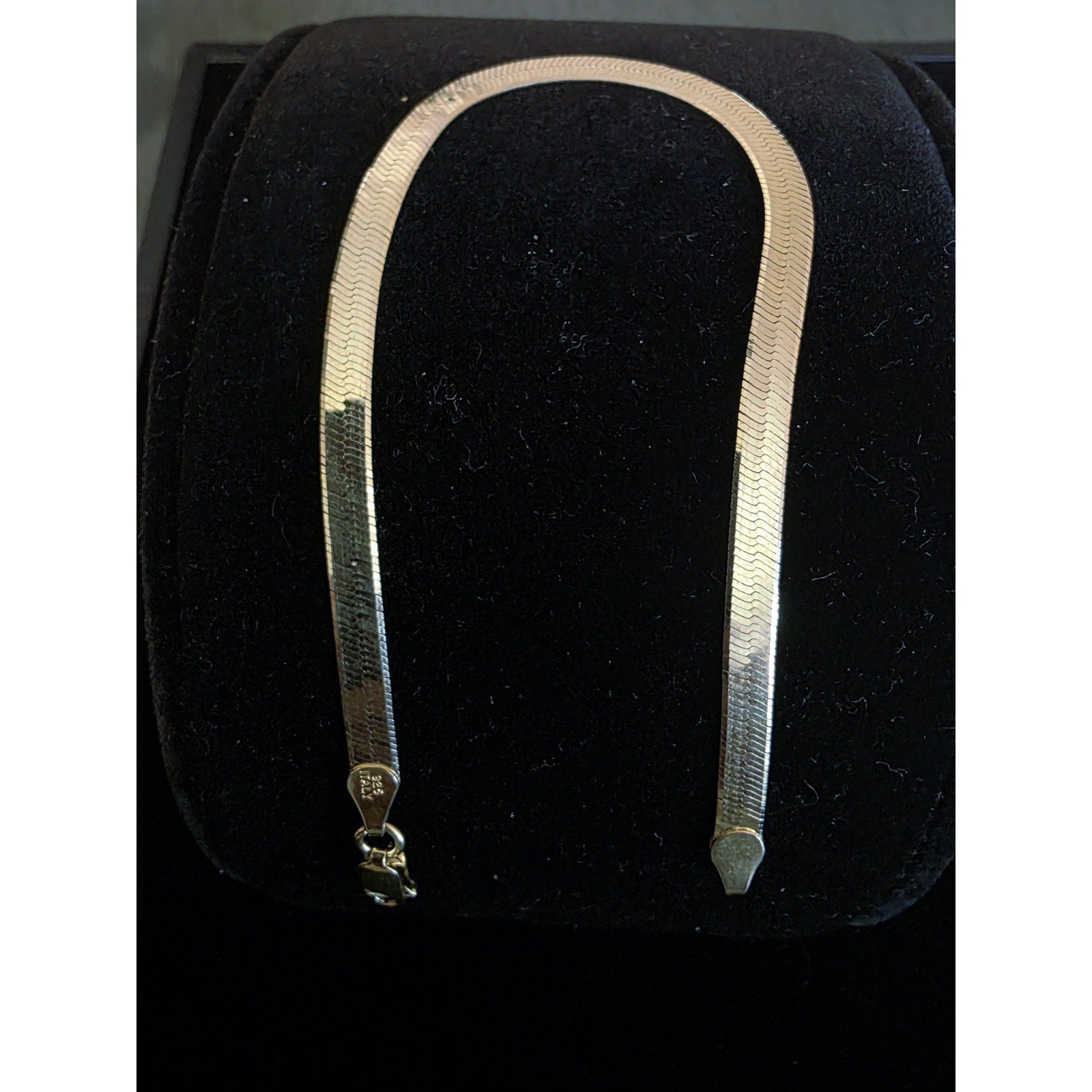 8" Reversable Herringbone Bracelet 4.5mm Gold over 925 Italian Silver