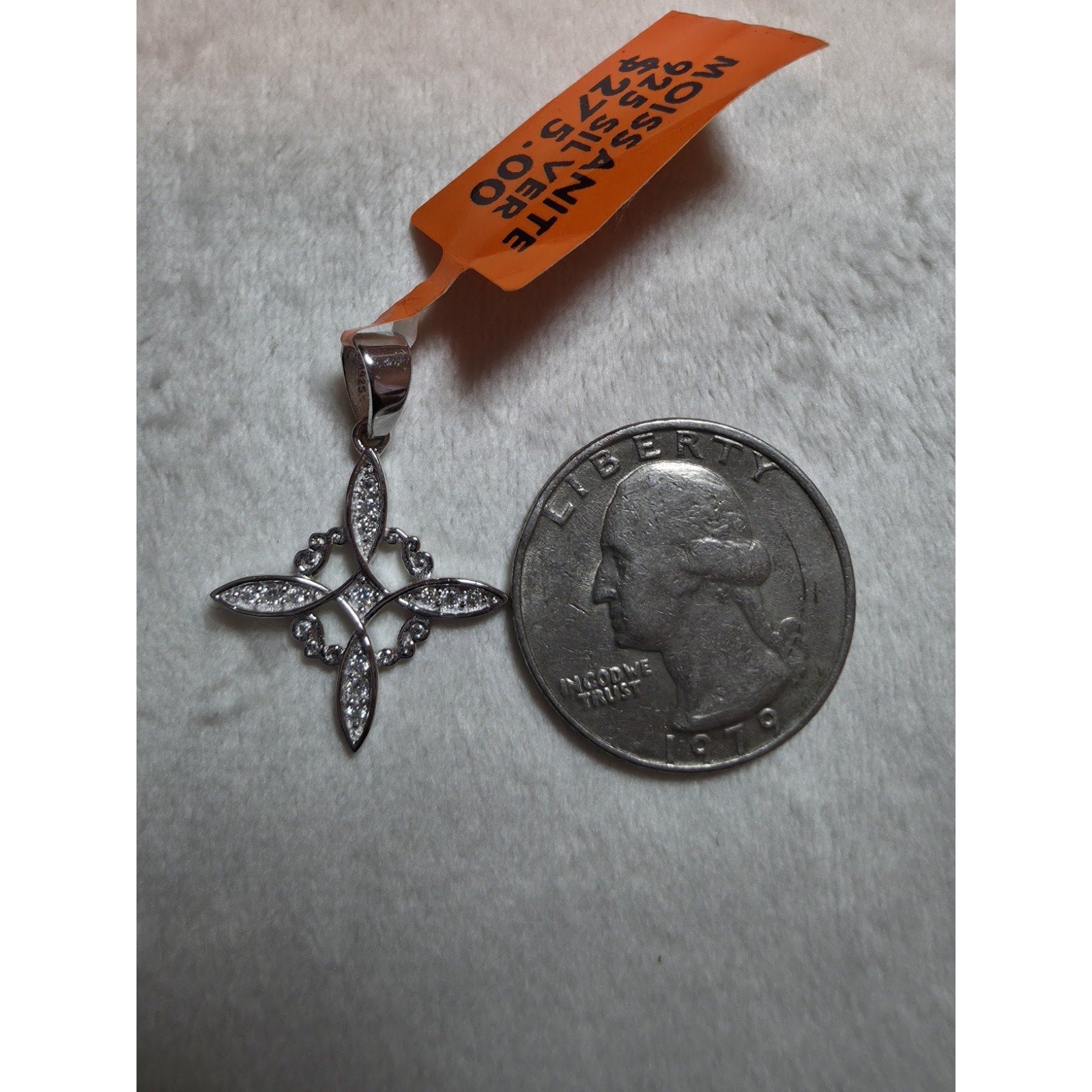 .70CTW Moissanite Marquise Prong Cross Pendant 925 Sterling Silver