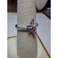S7 Pink Sapphire Marquis Butterfly Moissanite Ring 925 Sterling Silver