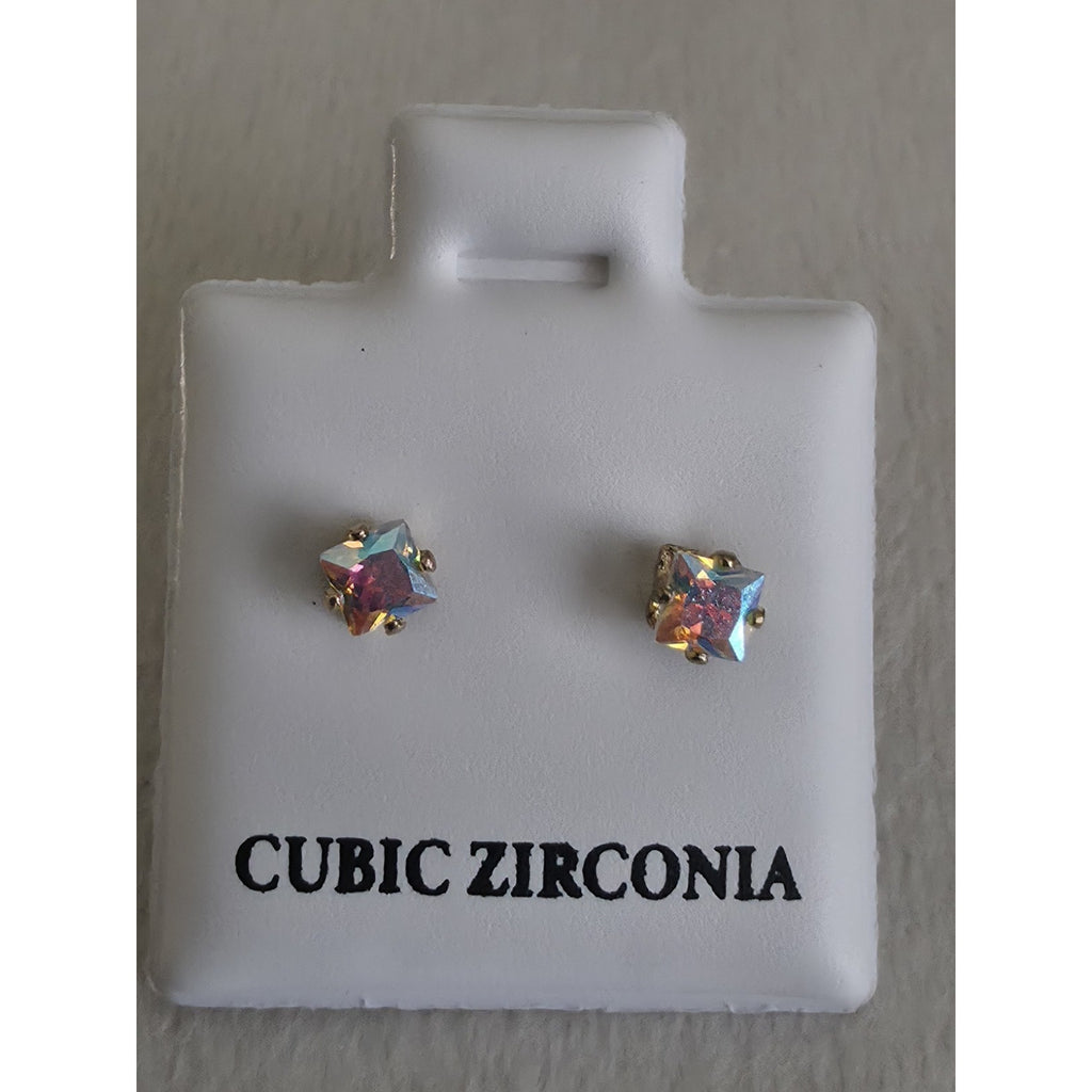 3.6mm Multicolor Cubic Zirconia Stud Earrings w/ Butterfly Back