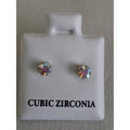 3.6mm Multicolor Cubic Zirconia Stud Earrings w/ Butterfly Back
