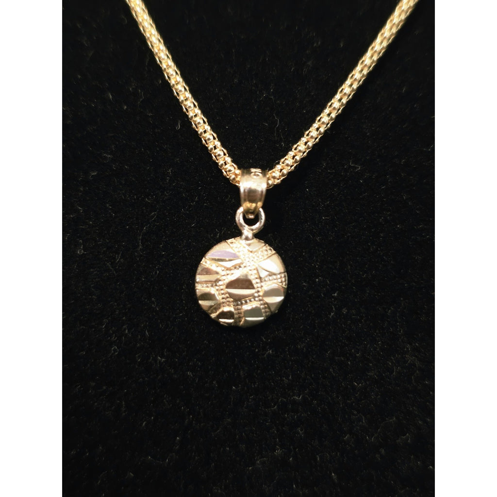 10k Gold Nugget Pendant w/ 30" Gold Plated Silver Popcorn Chain