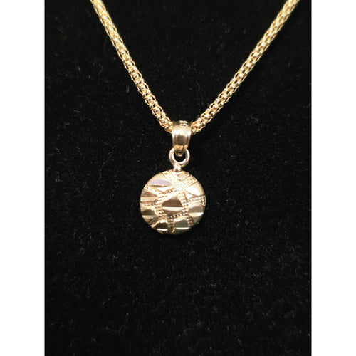 10k Gold Nugget Pendant w/ 30" Gold Plated Silver Popcorn Chain