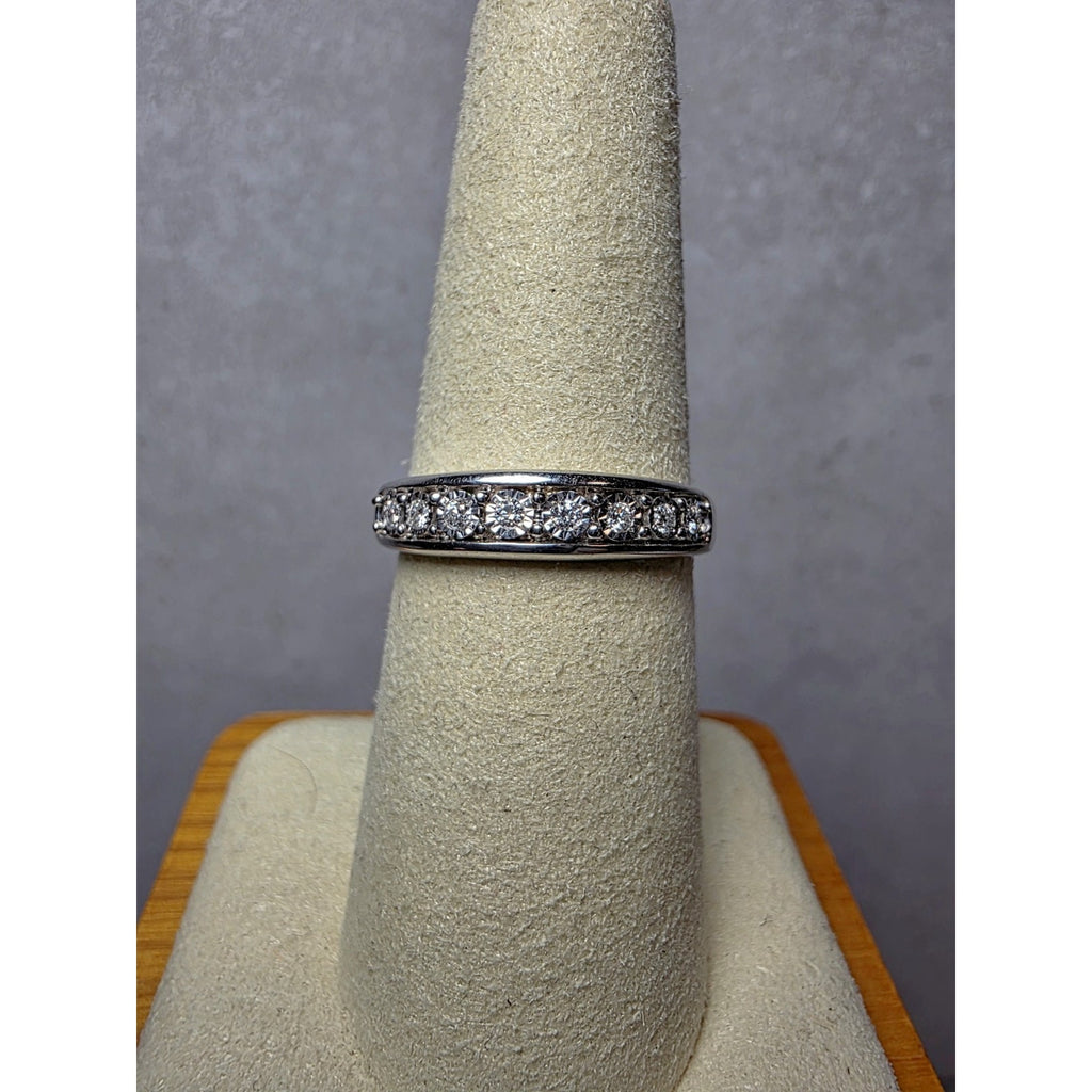 S7 0.10ctw Diamond Half Eternity Ring 925 Sterling Silver Lab Created