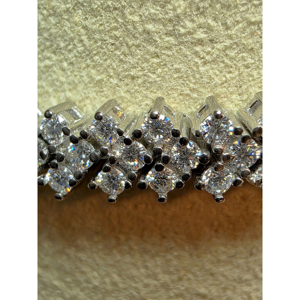 3.87ctw 7.5" 5.2mm Moissanite Chevron Bracelet 925 Sterling Silver w/Box Lock