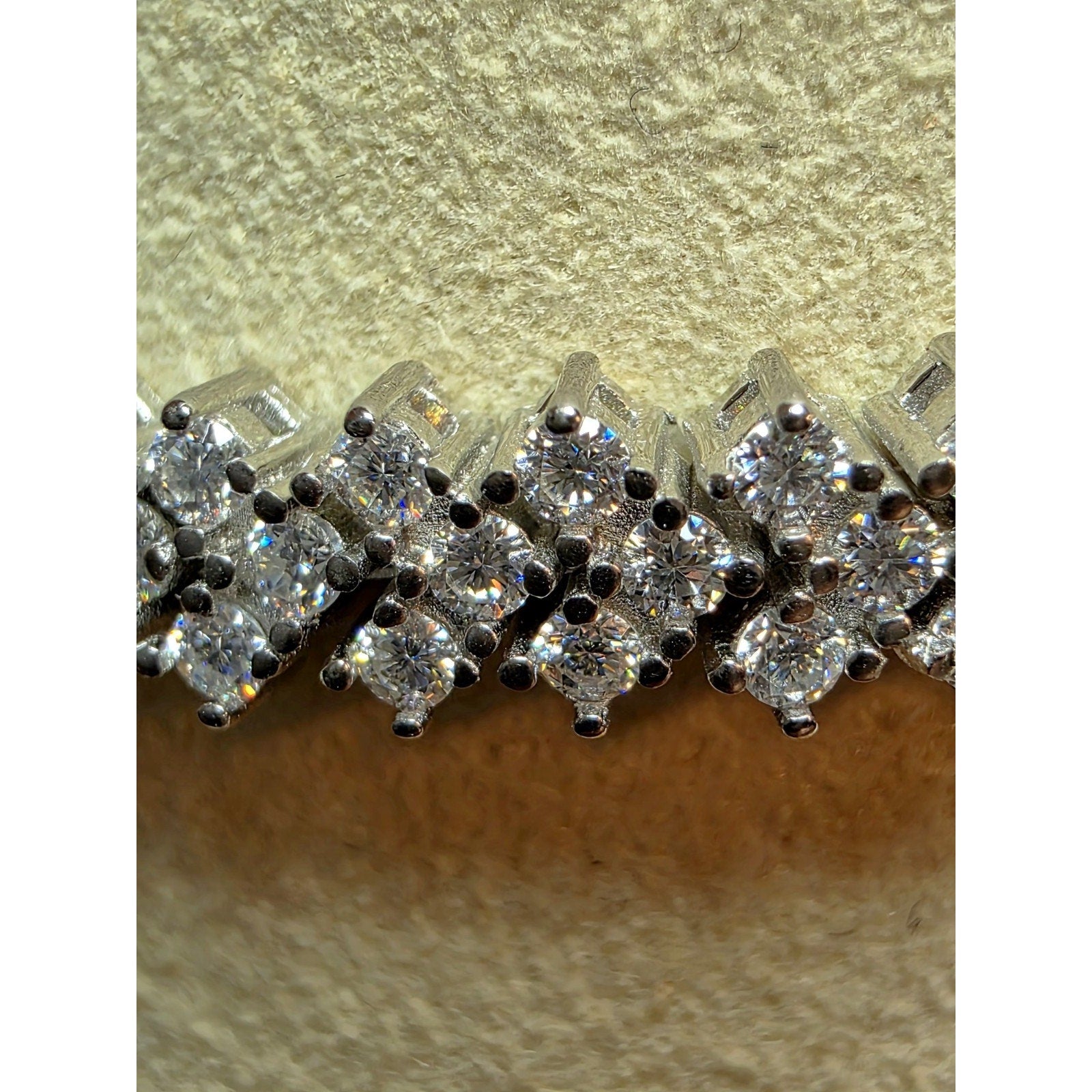 3.87ctw 7.5" 5.2mm Moissanite Chevron Bracelet 925 Sterling Silver w/Box Lock