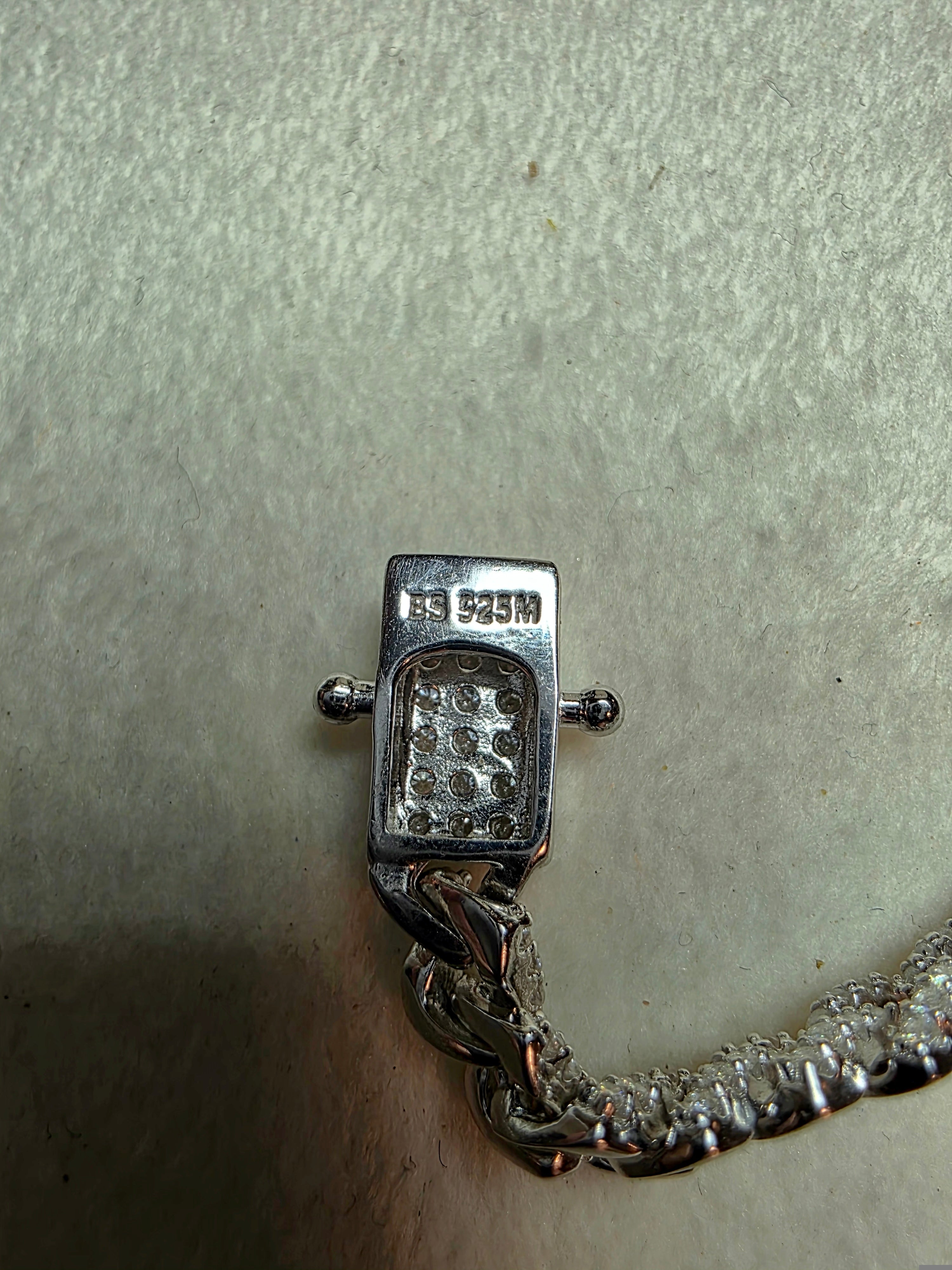 7.5" 6mm Pavé Moissanite Miami Cuban Bracelet Box Clasp 925 Silver 12.19g